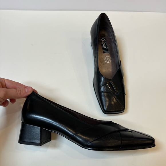 Gabor Leather Square Toe Black Block Heels - Picture 12 of 13